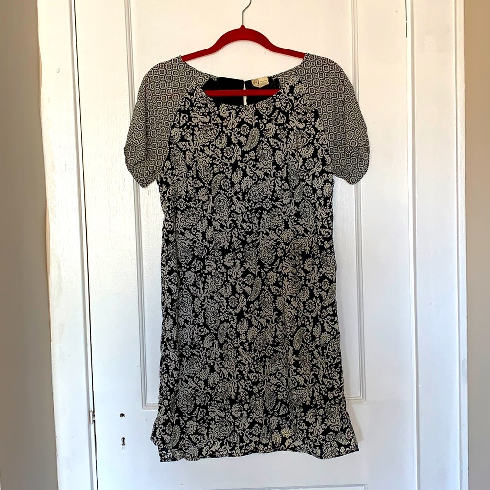 Black and white paisley mini dress.